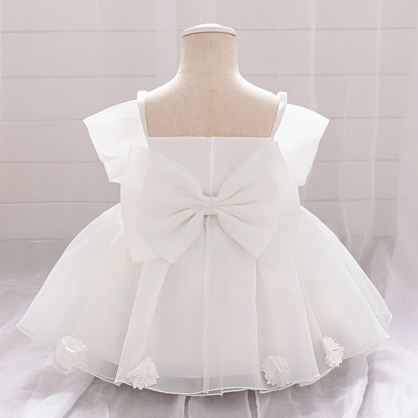Pink Big Bow Party Baptism Baby Girl Dress Toddler Flower Wedding Bridesmaids Dress for Girls Elegant 1st Birthday Prom Costumes