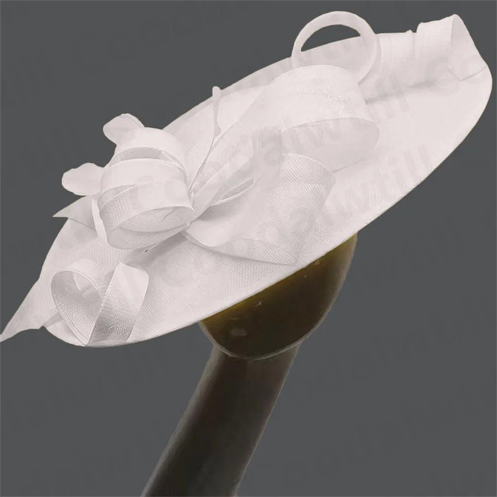 Pink Derby Big Fascinator Hat Headband Bride Large Wedding Headpiece Elegant Women Church Race Millinery Cap Cocktail Chapeau