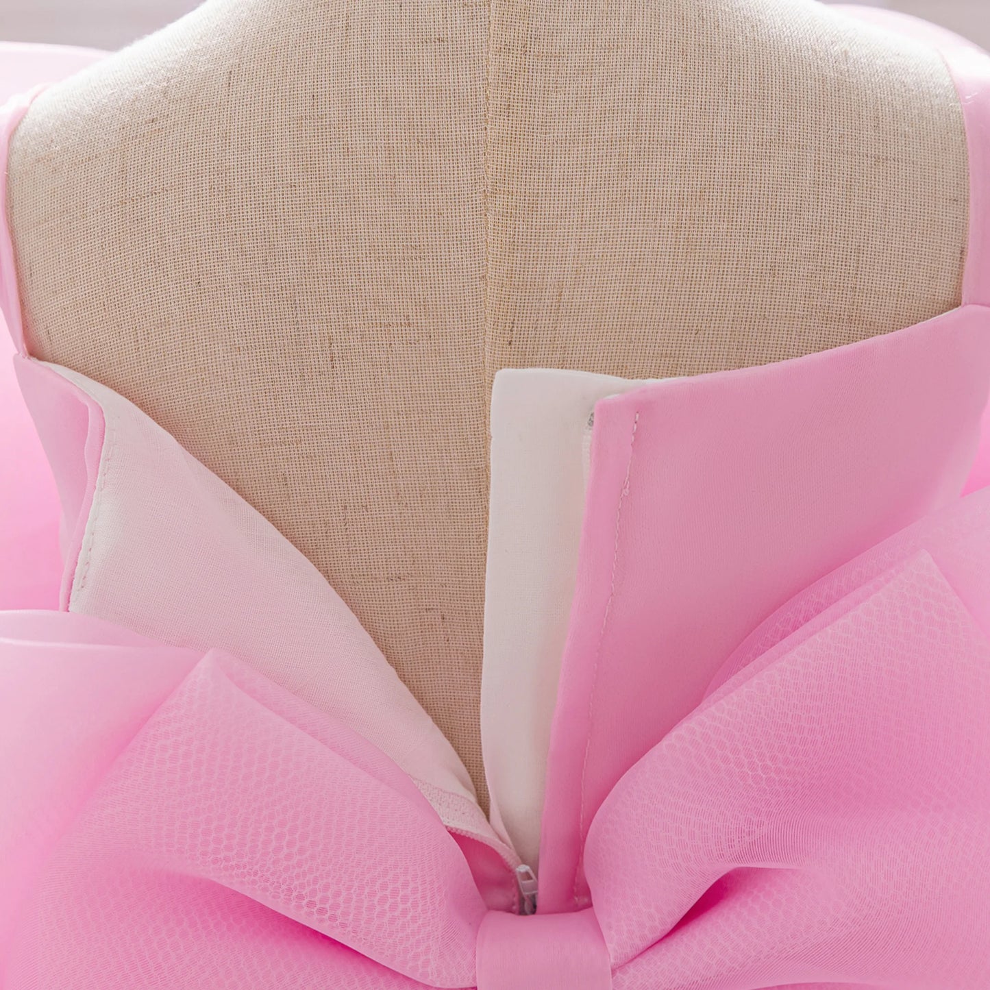 Pink Big Bow Party Baptism Baby Girl Dress Toddler Flower Wedding Bridesmaids Dress for Girls Elegant 1st Birthday Prom Costumes