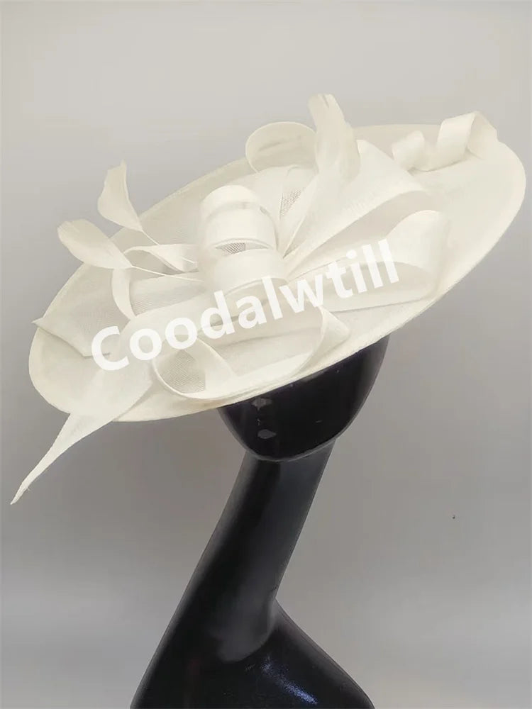 Pink Derby Big Fascinator Hat Headband Bride Large Wedding Headpiece Elegant Women Church Race Millinery Cap Cocktail Chapeau